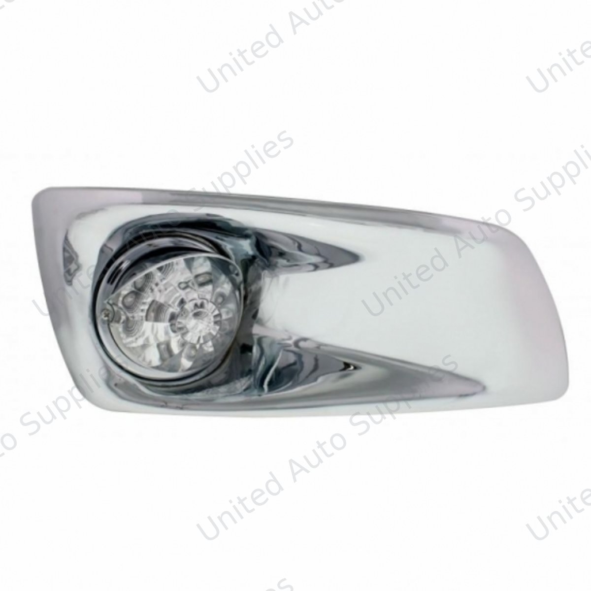 Fog Light Cover With Amber LED Reflector Watermelon Light & Visors For 2007-17 KW T660- Passenger -Clear Lens