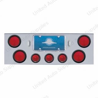 Chrome Rear Center Panel With Four 4" Lights & Three 2.5" Beehive Lights & Grommets