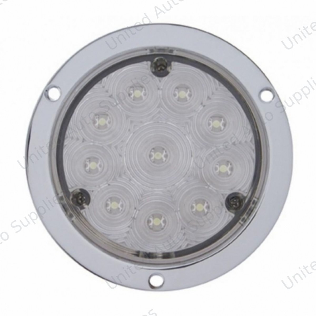10 LED 4" Round Flange Mount Light (Stop, Turn & Tail) - Red LED/Clear Lens