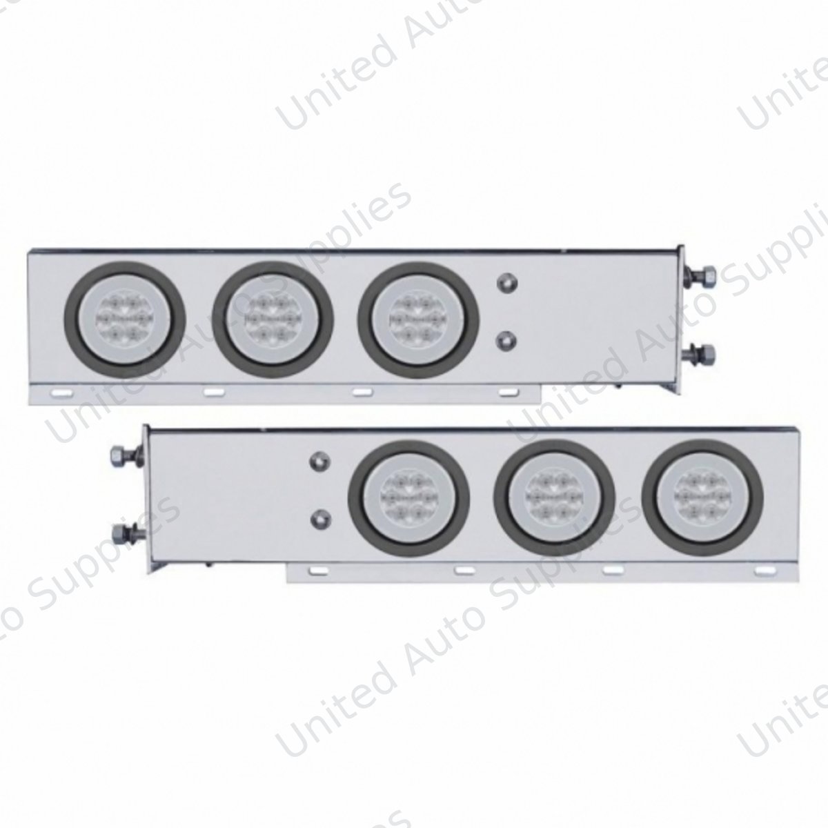 3-3/4" Bolt Pattern SS Spring Loaded Bar With 6X 21 LED 4" GloLight -Red LED/Clear Lens (Pair)