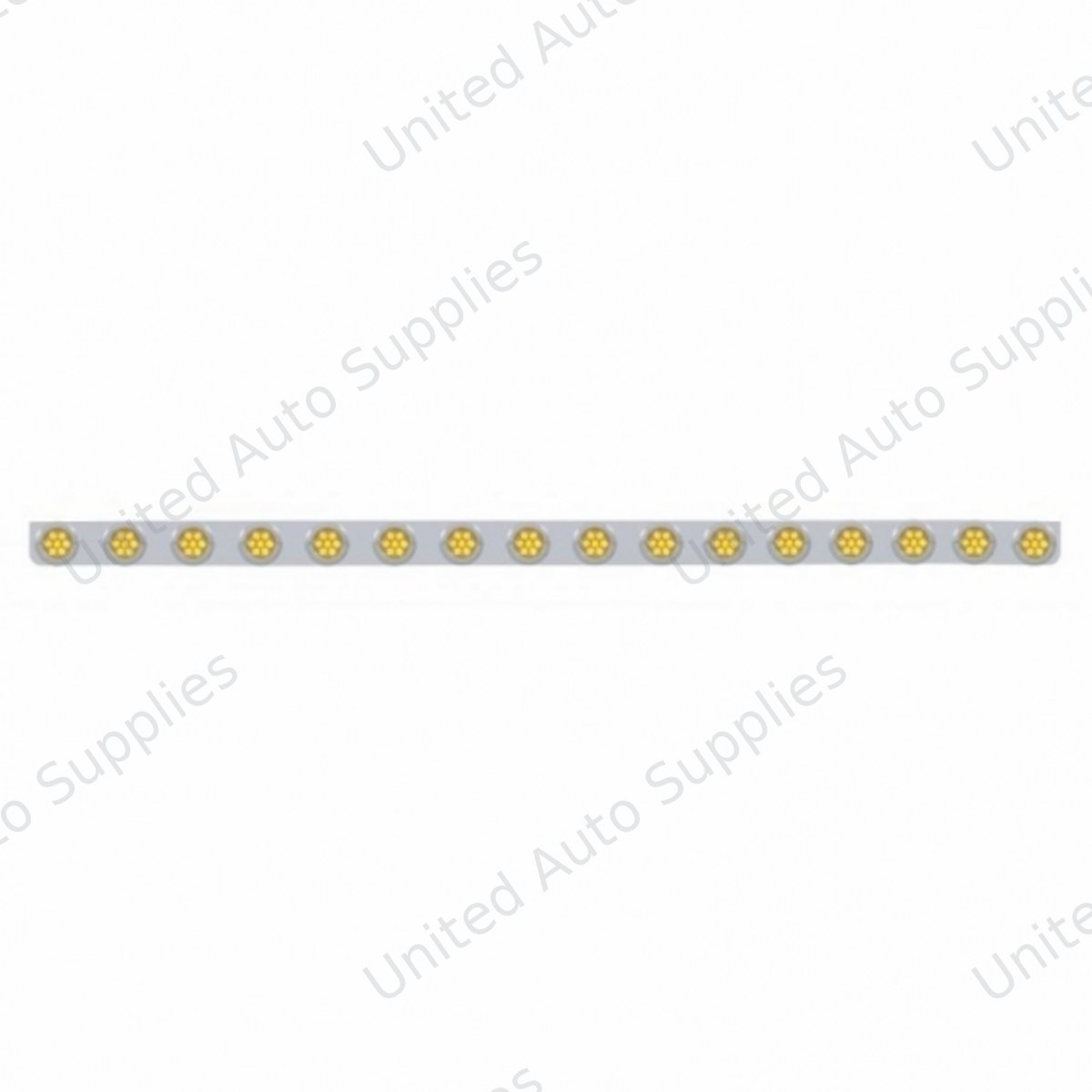 79-1/2" SS Bumper Light Bracket With 16X 7 LED 2" Reflector Lights & Bezels -Amber LED & Lens