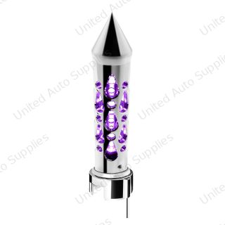 Brooklyn Spike Gearshift Knob With LED 13/15/18 Speed Adapter - Chrome/Purple LED