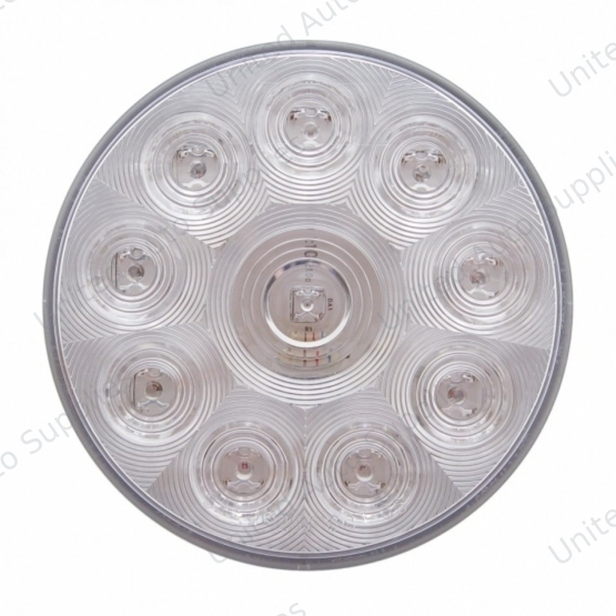 10 LED 4" Round Light (Stop, Turn & Tail) - Red LED/Clear Lens