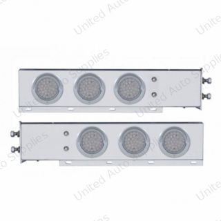 2.5" Bolt Pattern Chrome Spring Loaded Bar W/6X 36 LED 4" Lights & Visors -Red LED/Clear Lens (Pair)