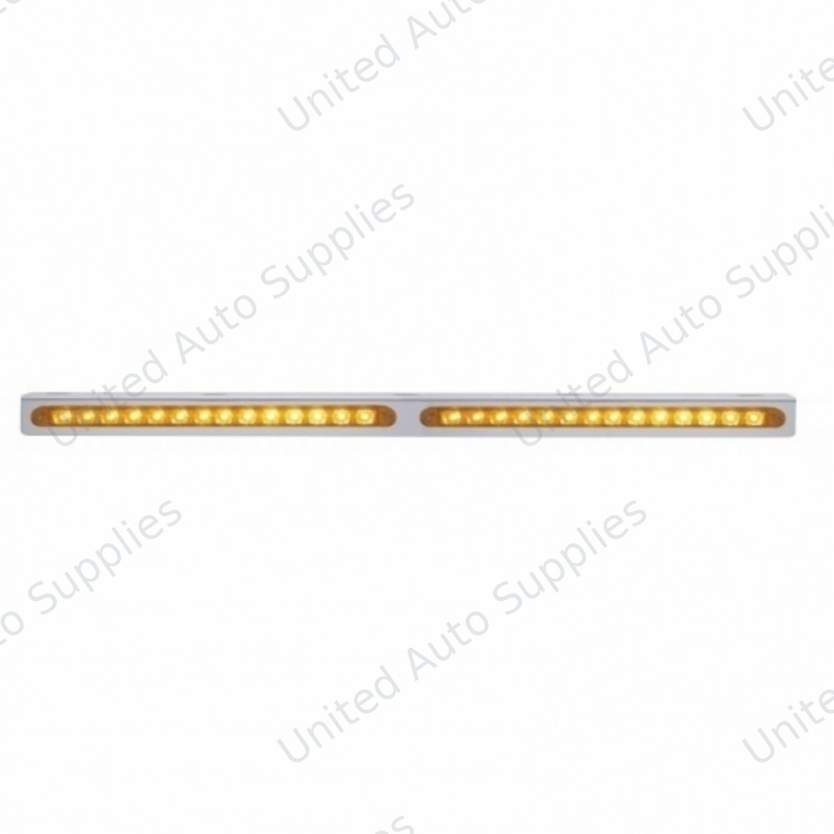 25-5/16" Stainless Light Bracket With 2X 14 LED 12" Light Bars - Amber LED/Amber Lens