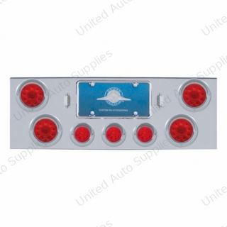 CR Rear Center Panel With 4X 10 LED 4" Lights & 3X 13 LED 2.5" Beehive Lights & Visors-Red LED & Lens