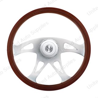 18" Chrome Boss Steering Wheel With Hub & Horn Button Kit For Peterbilt (1998-2005) & Kenworth (2001-2002)