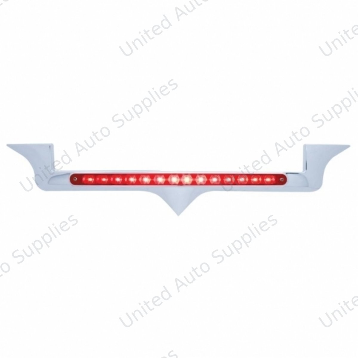 Chrome Hood Emblem Trim With 14 LED Light Bar For Kenworth - Red LED/Red Lens