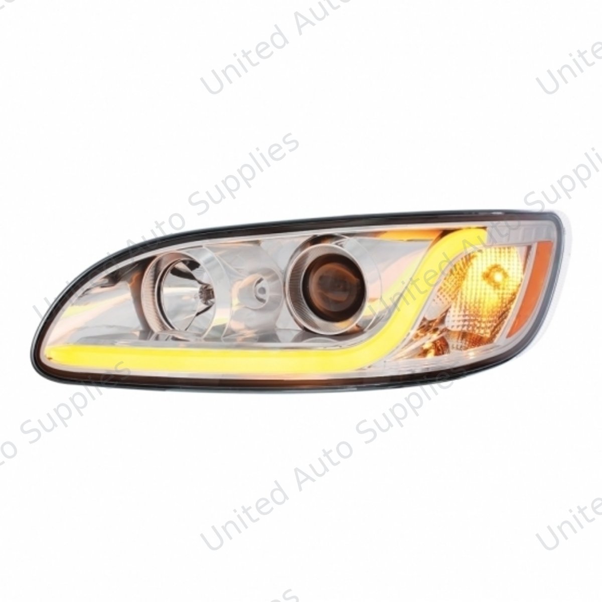 Chrome Projection Headlight W/LED Dual Function Light Bar For PB 386 (2005-2015) & 387 (1999-2010) - Driver