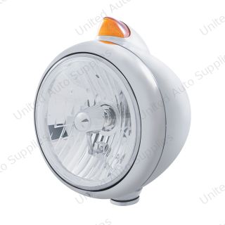 Stainless Steel Guide 682-C Headlight Crystal H4 & Original Style LED Signal - Amber Lens