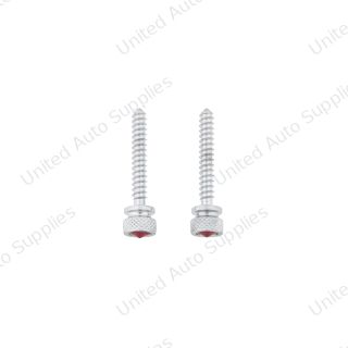 Chrome Long Dash Screw With Red Crystal For Freightliner (2-Pack)