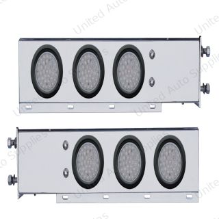 2.5" Bolt Pattern SS Spring Loaded Bar With 6X 36 LED 4" Lights -Red LED/Clear Lens (Pair)