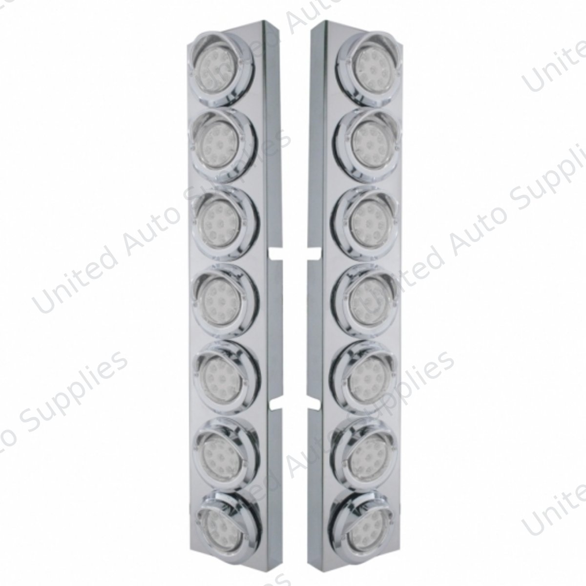 SS Front Air Cleaner Bracket With 14X 9 Amber LED 2" Reflector Lights & Visors For KW Trucks-Clear Lens