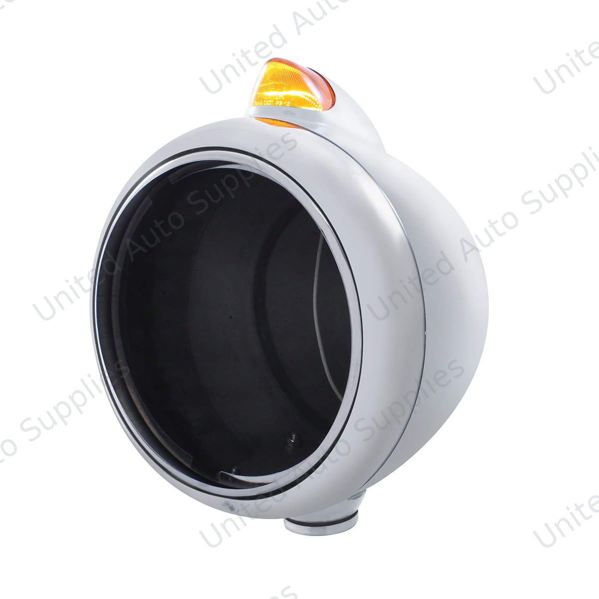 Chrome Guide 682-C Headlight No Bulb With Original Style LED Signal - Amber Lens