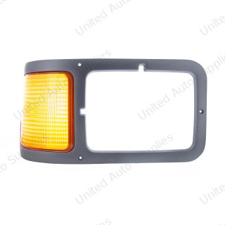 Gray Plastic Headlight Bezel With Parking Light For 2000-2015 Ford F-650/F-750 - Passenger