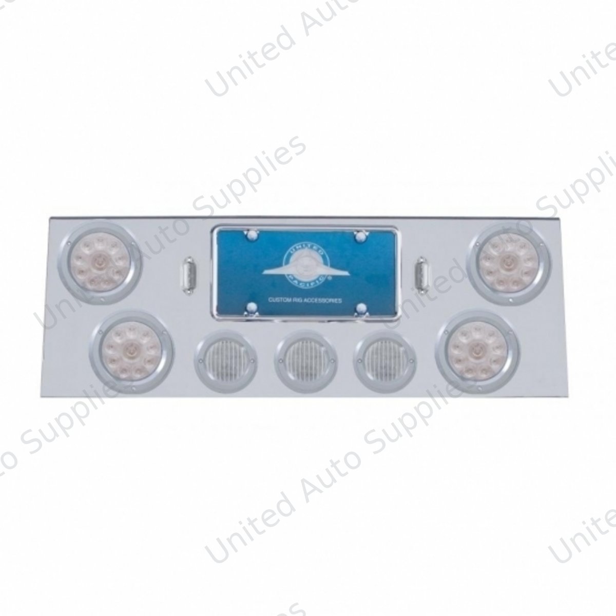 SS Rear Center Panel With 4X 10 LED 4" Lights & 3X 13 LED 2.5" Lights & Bezel -Red LED/Clear Lens