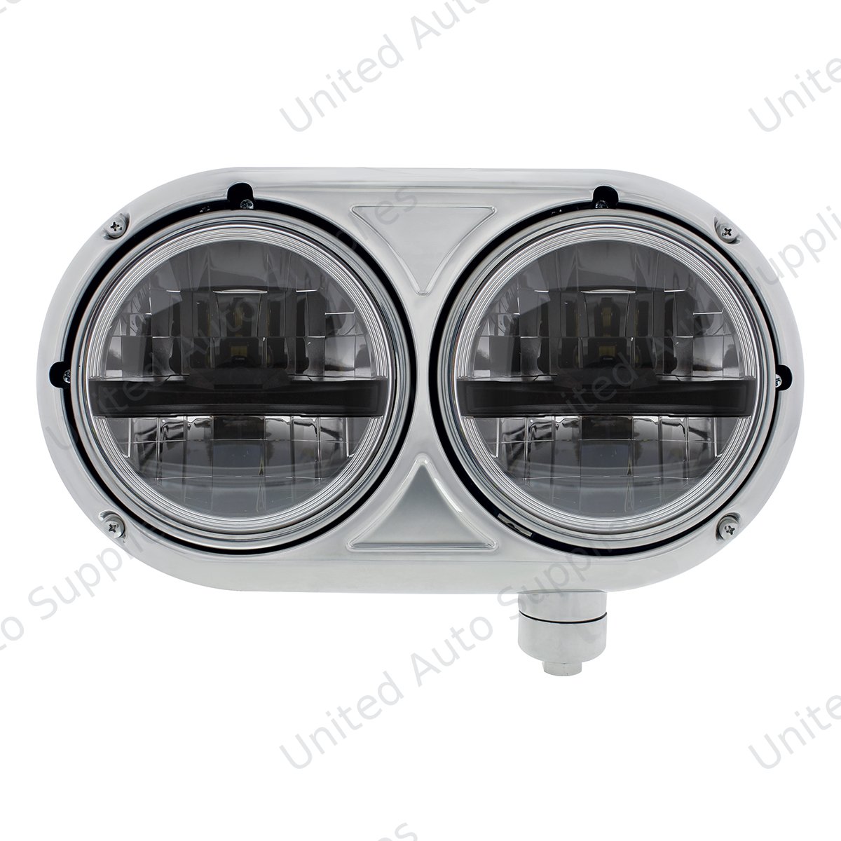 Headlight Assembly With 304 SS Housing & LED Headlights With Black Inner Bar For Peterbilt 359 - Passenger