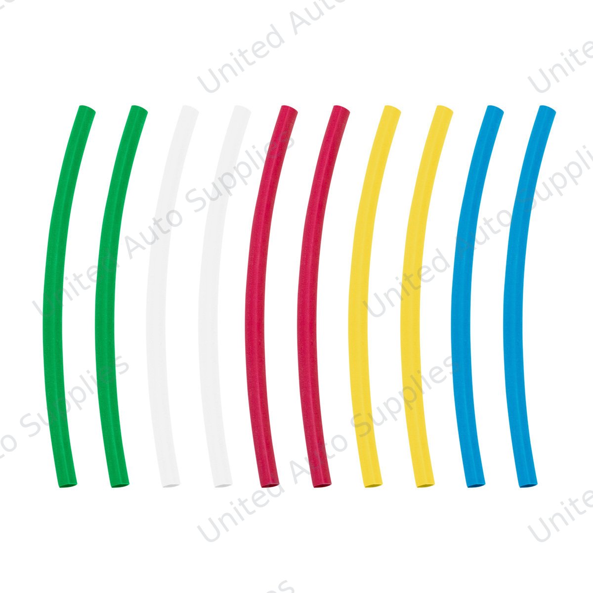 Assorted 3/16" Blue,Clear,Green,Red,Yellow Heat Shrink Tubing, 4" Long (10-Pack)