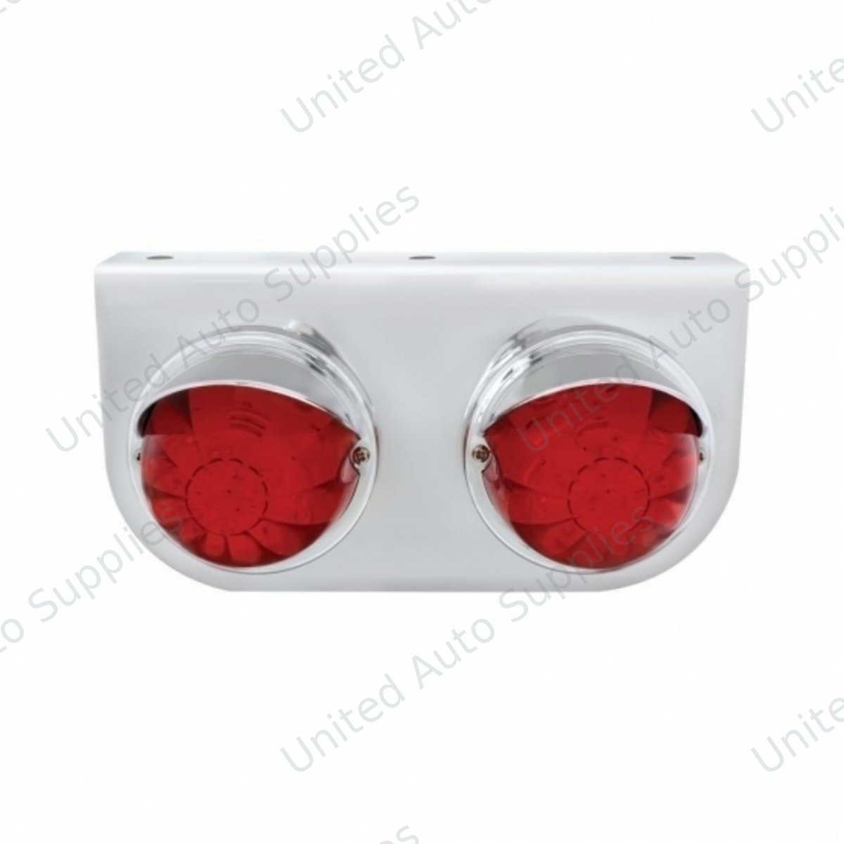 Stainless Light Bracket With 2X 17 LED Watermelon Lights & Visors - Red LED/Red Lens