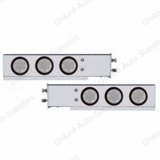 2.5" Bolt Pattern Chrome Spring Loaded Bar W/6X 4" 7 LED Lights -Red LED/Clear Lens (Pair)