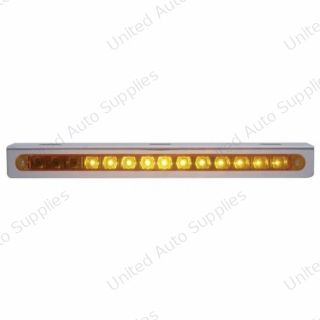 Stainless Light Bracket With 14 LED 12" Sequential Light Bar (Right to Left) - Amber LED/Amber Lens