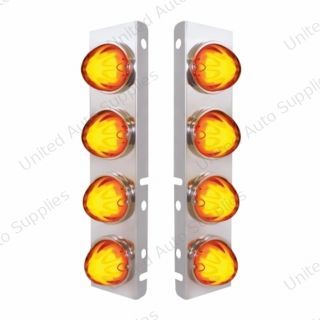 SS Front Air Cleaner Bracket With 8X 9 Amber LED Watermelon GloLight For PB Trucks -Amber Lens
