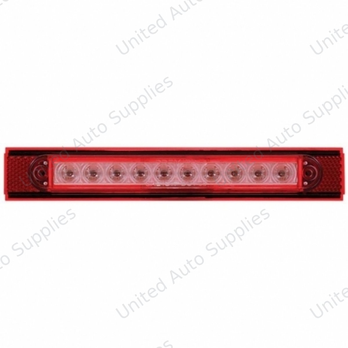 10 LED Conspicuity Reflector Plate Light With Red Reflector - Red LED/Clear Lens (Each)