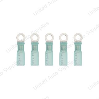 16-14 AWG #10 Stud CS Heat Shrink Ring Terminal - Blue (5-Pack)