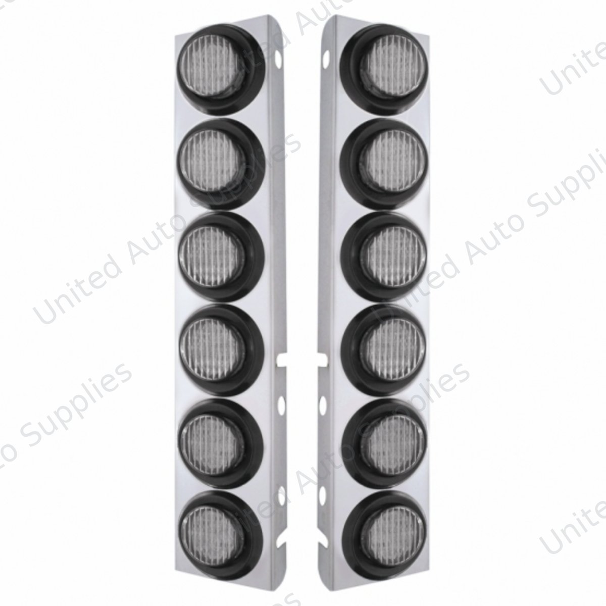 SS Front Air Cleaner Bracket With 12X 9 LED 2" Lights For Peterbilt-Amber LED/Clear Lens