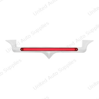 Chrome Hood Emblem Trim With 24 LED GloLight Bar For Kenworth - Red LED/Red Lens