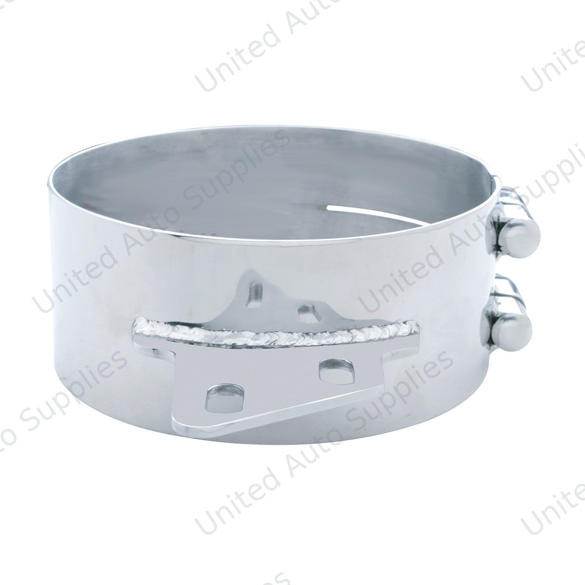 8" Stainless Butt Joint Exhaust Clamp - Angled Bracket