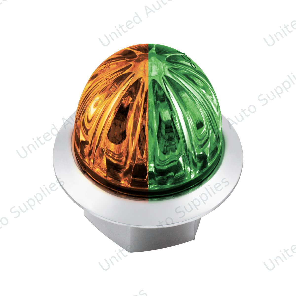 Double Fury 4 LED Dual Function 1-1/8" Watermelon Clearance/Marker Light-Amber & Green LED/ Clear Lens