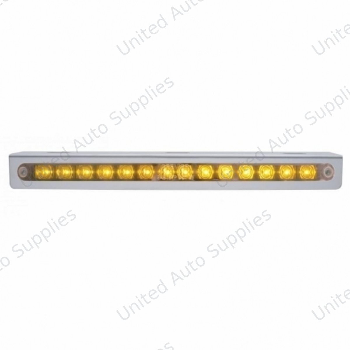 12-3/4" Stainless Light Bracket With 14 LED 12" Light Bar - Amber LED/Chrome Lens
