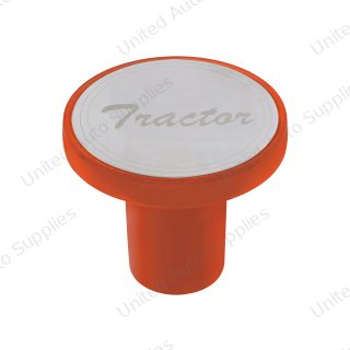 Aluminum Screw-On Air Valve Knob With Stainless Tractor Plaque - Cadmium Orange