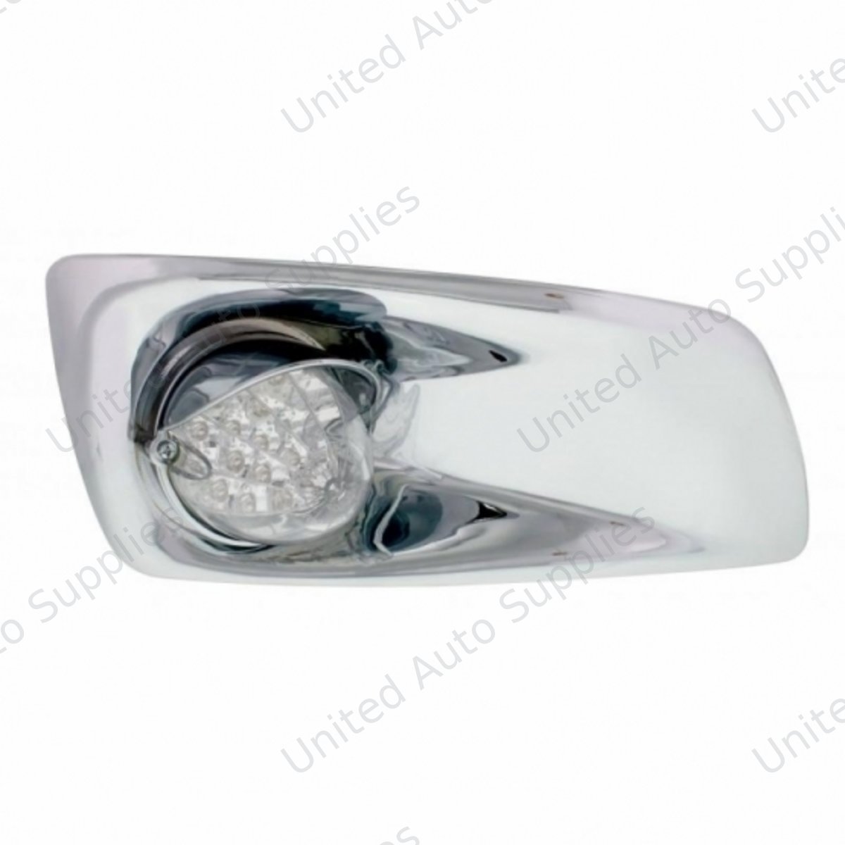 Fog Light Cover With 19 LED Reflector Light & Visor For 2007-17 KW T660 (Passenger) - Amber LED/ Clear Lens