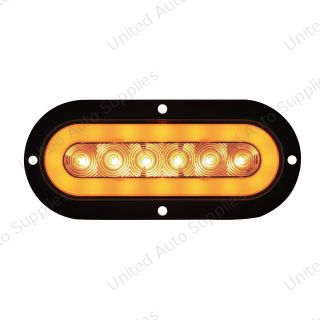 GloLight 22 LED 6" Oval Turn Signal Light With Flange Mount - Amber LED/Clear Lens