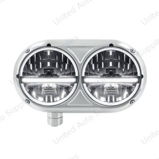 Headlight Assembly With 304 SS Housing & 20 LED Headlights W/LED Position Light For Peterbilt 359-Driver
