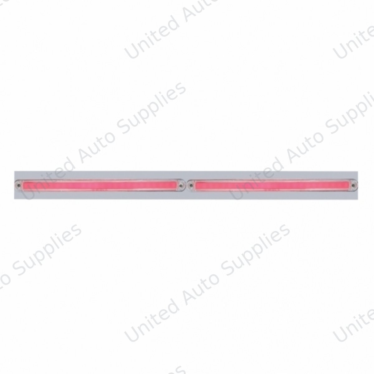 Chrome Top Mud Flap Plate With Two 24 LED 12" GloLight Bars - Red LED/Clear Lens (Each)