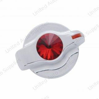 Chrome Plastic A/C Control Knob With Crystal - Red Crystal