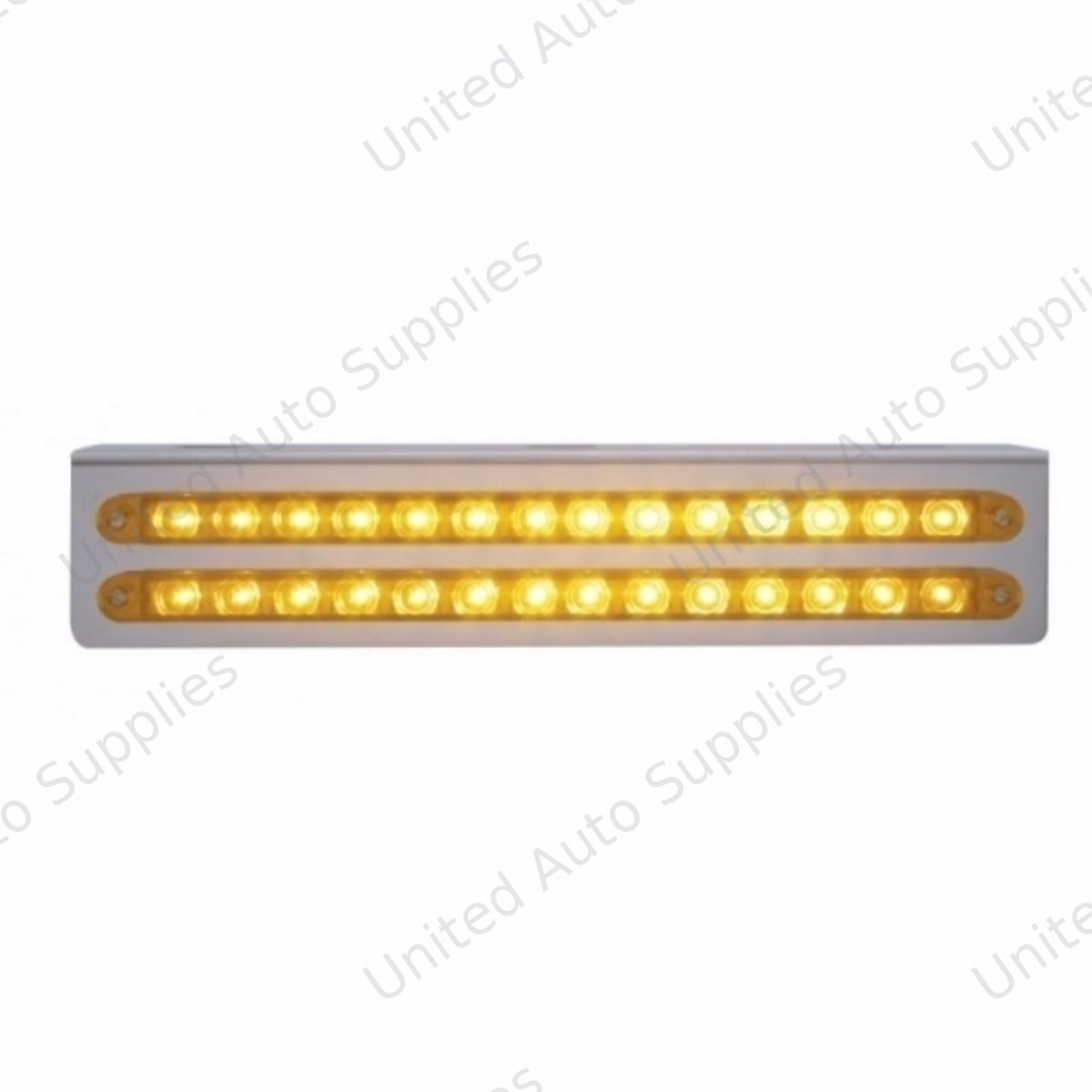 12-3/4" Stainless Light Bracket With 2X 14 LED 12" Light Bars - Amber LED/Amber Lens