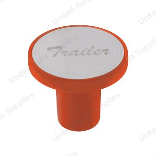 Aluminum Screw-On Air Valve Knob With Stainless Trailer Plaque - Cadmium Orange