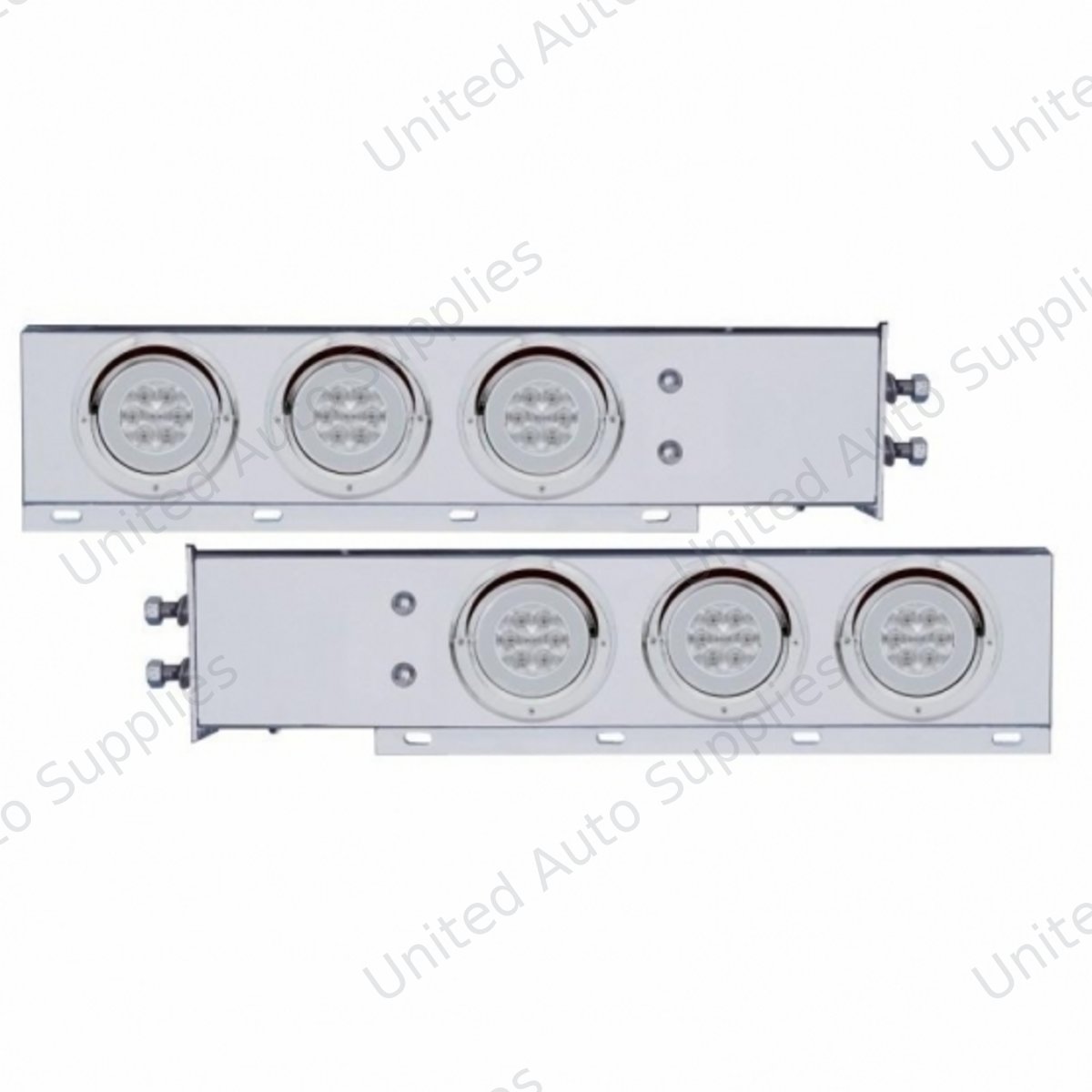 2" Bolt Pattern SS Spring Loaded Bar With 6X 21 LED 4" GloLight & Visors -Red LED/Clear Lens (Pair)