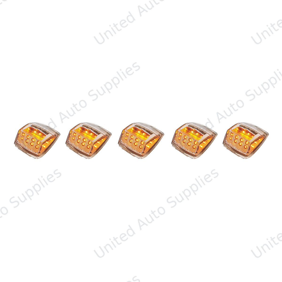 17 LED Reflector Square Cab Light - Amber LED/Clear Lens (5-Pack)