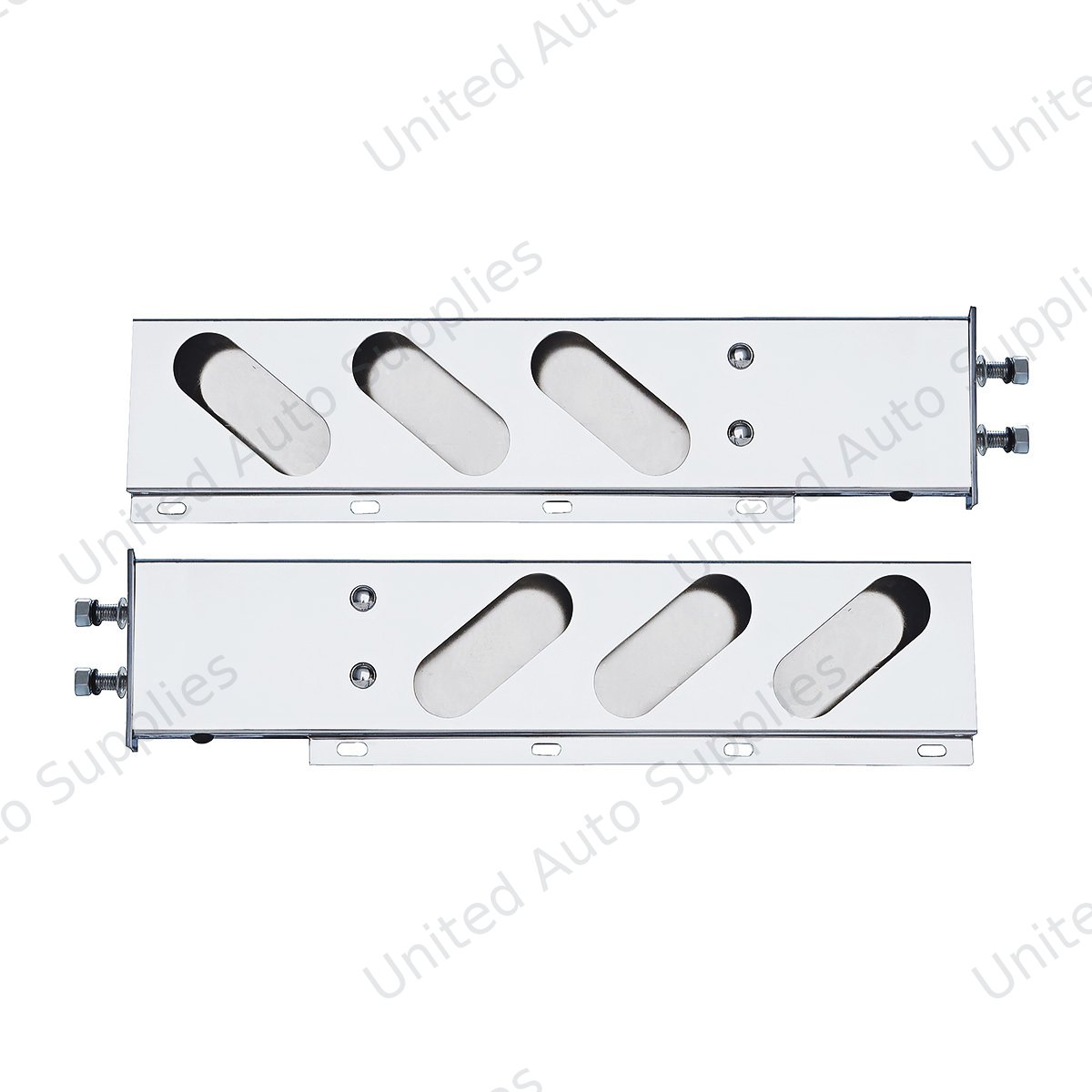 2.5" Bolt Pattern Stainless Spring Loaded Light Bar With 6X Oval Light Cutouts (Pair)