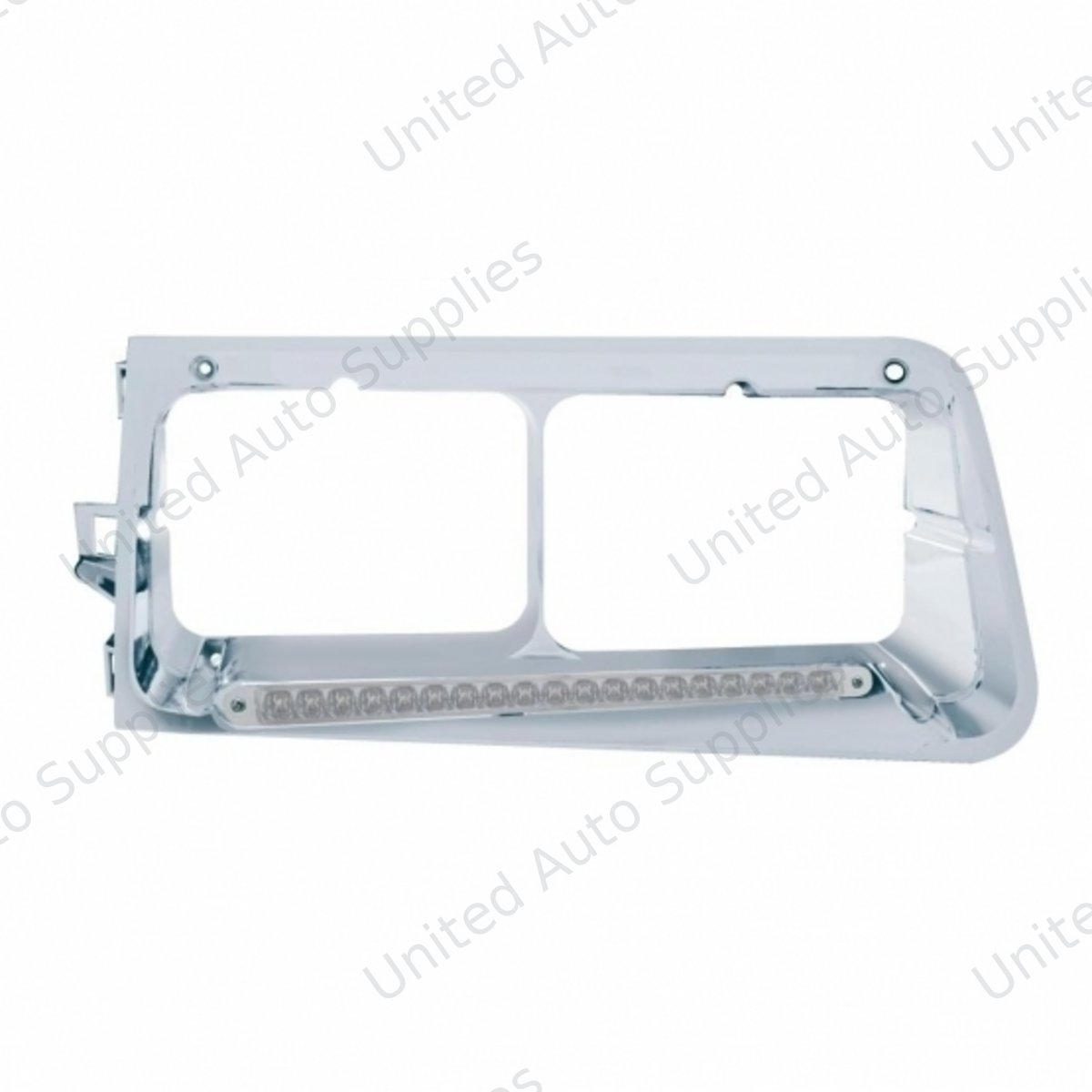 19 LED Headlight Bezel For 1989-2009 Freightliner FLD - Passenger - Amber LED/Clear Lens
