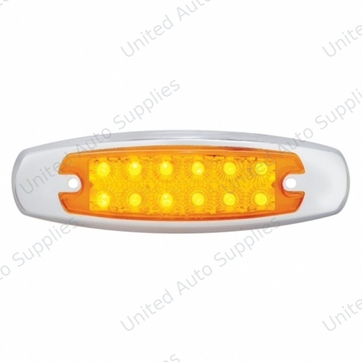12 LED Reflector Rectangular Light With Bezel (Clearance/Marker) - Amber LED/Amber Lens