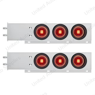 2.5" Bolt Pattern SS Spring Loaded Bar With 6X 4" 13 LED Abyss Lights - Red LED/Red Lens (Pair)