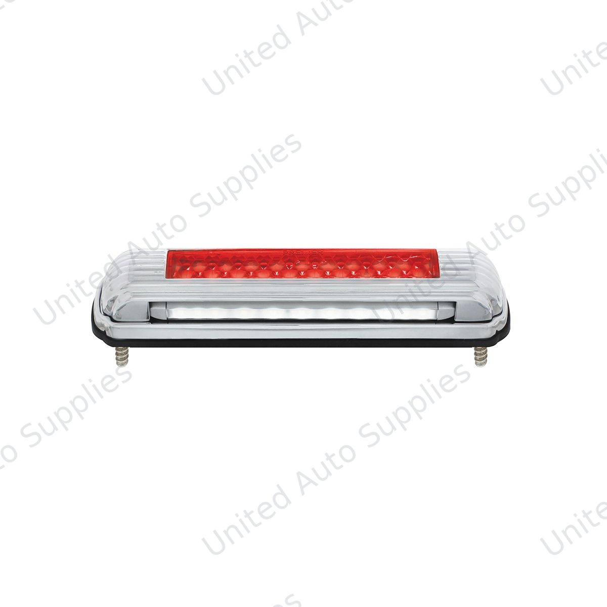 Chrome License Plate Light With Red LED 3rd Brake Light - Red LED/Red Lens