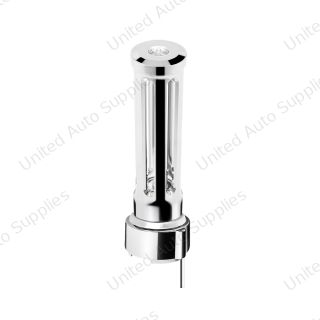 Thread-On Chrome Sonoma Gearshift Knob With LED 9/10 Speed Adapter-Clear Crystal/White LED