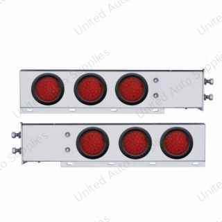 2.5" Bolt Pattern Chrome Spring Loaded Bar W/6X 36 LED 4" Lights -Red LED & Lens (Pair)
